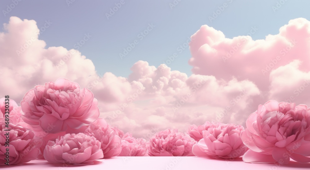 a pink flower background in the sky,