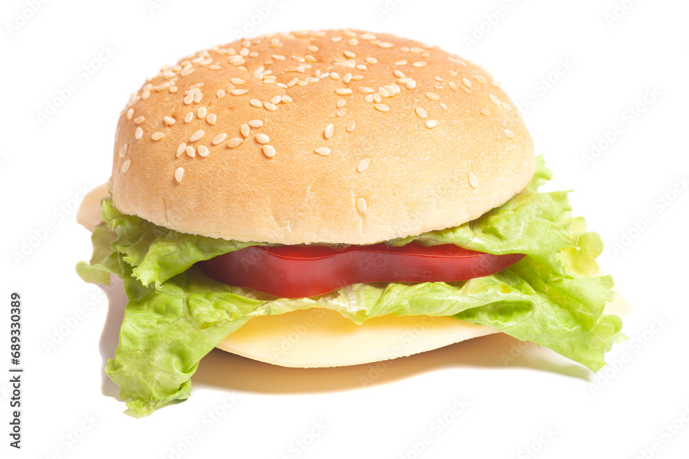 Burger with vegetables, vegburger with cheese, sweet red pepper and salad. Burger with vegetables, vegburger with cheese, sweet red pepper and salad.