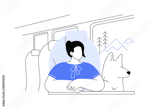 Travelling with a pet abstract concept vector illustration.