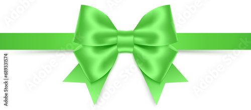 Light green bow and ribbon. Vector illustration (ID: 689331574)