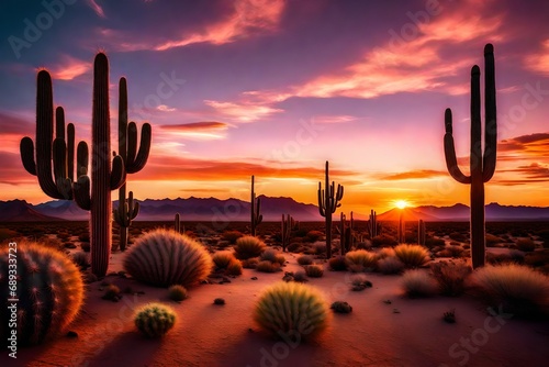 cactus at sunset photo