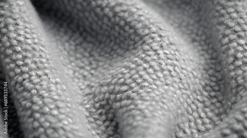 A macro view of a nubby boucl?(C) fabric in monochromatic tones, highlighting its tactile and cozy nature.