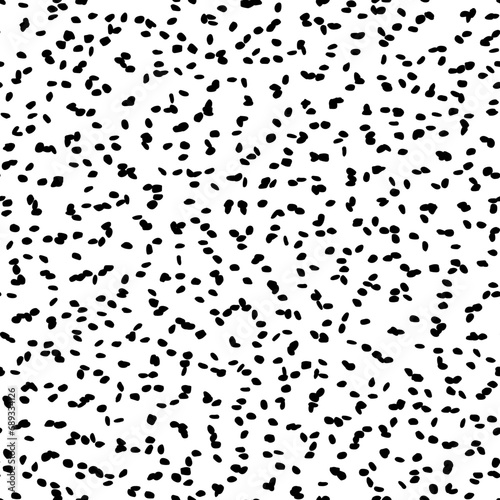 Seamless Ink Dot Concept. Black Seamless Vector Fun. Random Spot Confetti. Abstract Fashion Ball. Pattern Cool Circle. Black Modern Background Spray. White Polka Dot. Black Dirty Color Background.