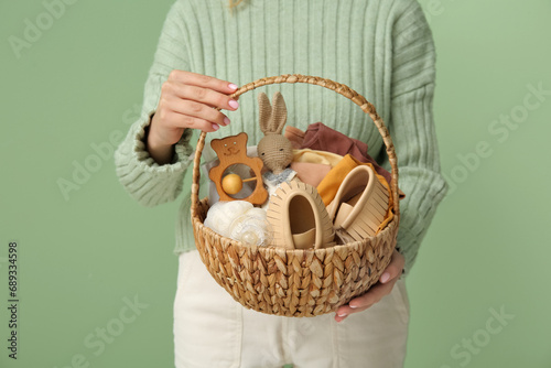 Woman with gift basket for ...