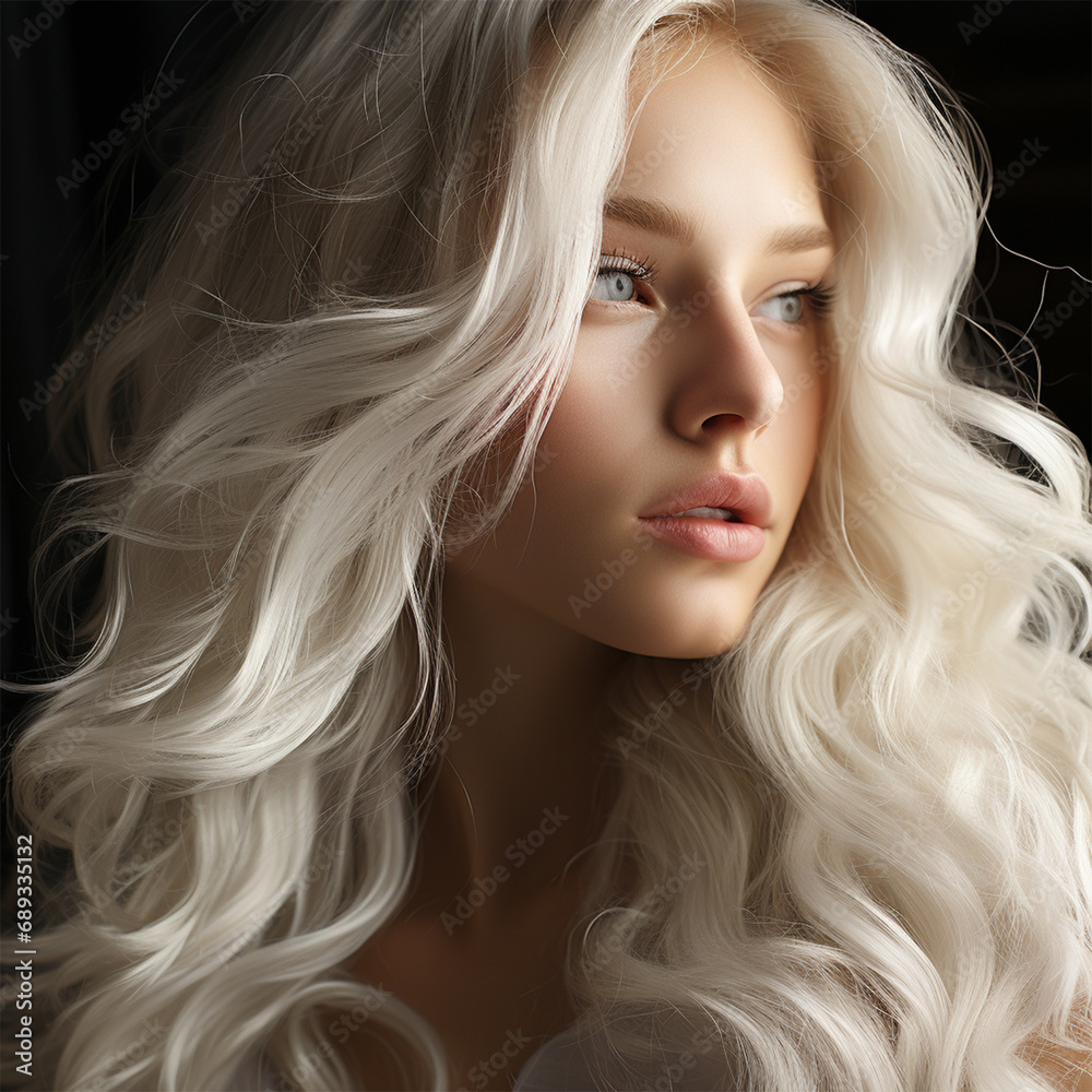 sensual portrait of a blonde with wavy hair. banner or poster for a beauty salon. blonde coloring sensual portrait of a blonde with wavy hair. banner or poster for a beauty salon. blonde coloring