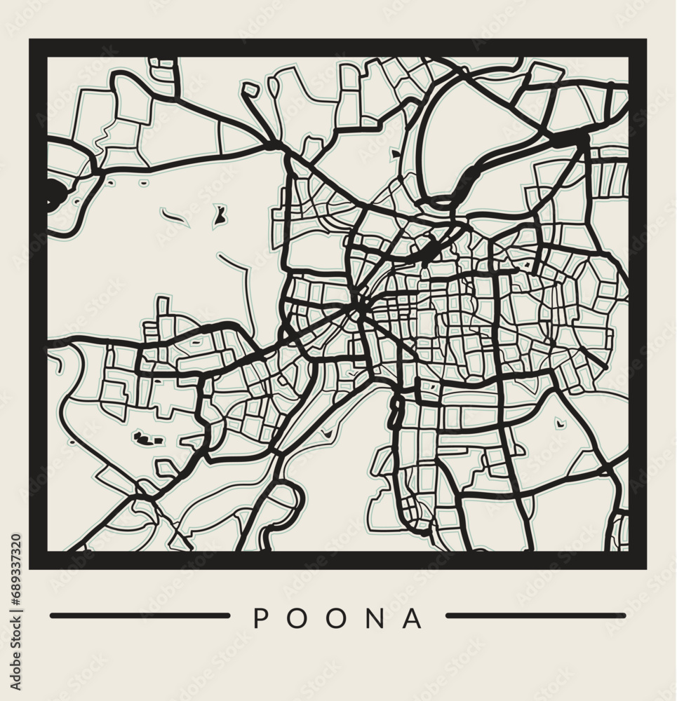 Abstract Pune City Map - Illustration
