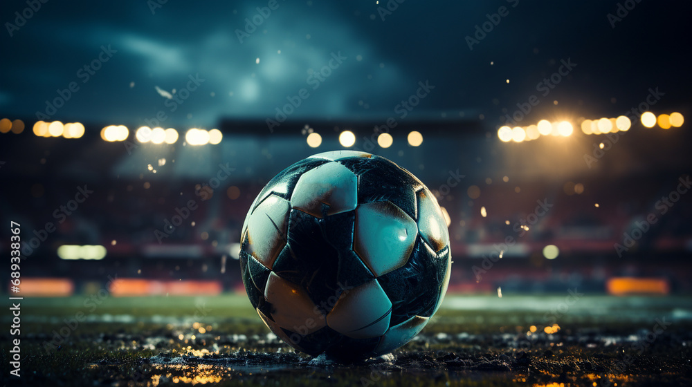 Fototapeta premium Ball on football field.
