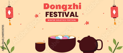 Dongzhi festival celebration. Winter Solstice Festival. December 22.  template for Poster, Banner, Greeting, Card, Flyer, Post. Vector illustration