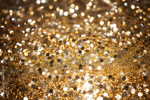 Sparkling bokeh background sequins gold glitter christmas