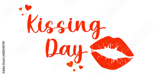 Flat vector illustration of kissing holiday.World Kissing Day.Illustration of kissing,lips,lipstick,lipstick mark.Holiday.