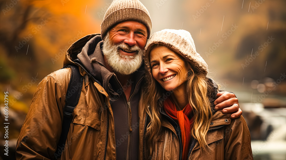Autumn serenity, Elderly couple portrait by the pond a heartwarming stock photo capturing the timeless beauty of love in the golden embrace of fall. Autumn serenity, Elderly couple portrait by the pond a heartwarming stock photo capturing the timeless beauty of love in the golden embrace of fall.