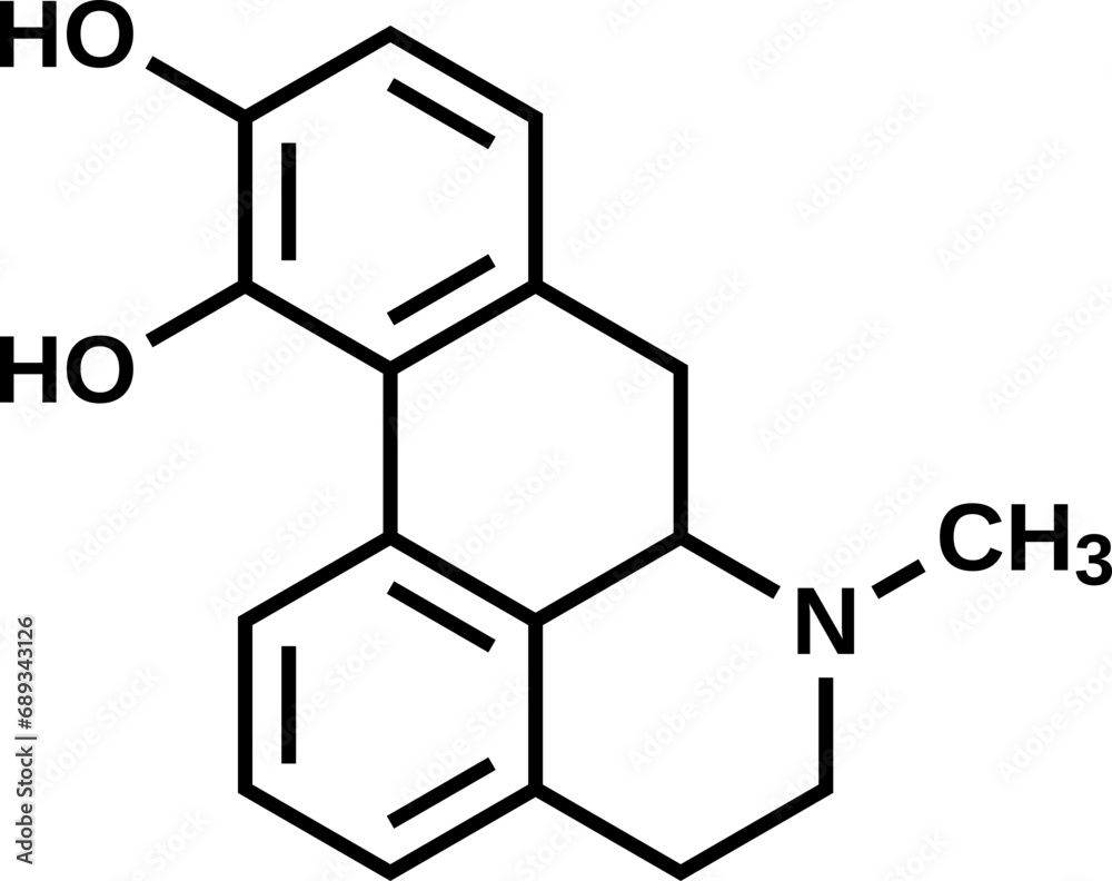 Apomorphine structural formula, vector illustration Apomorphine structural formula, vector illustration