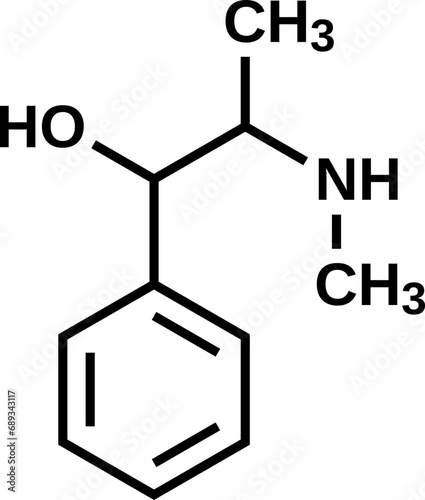 Ephedrine structural formula, vector illustration photo