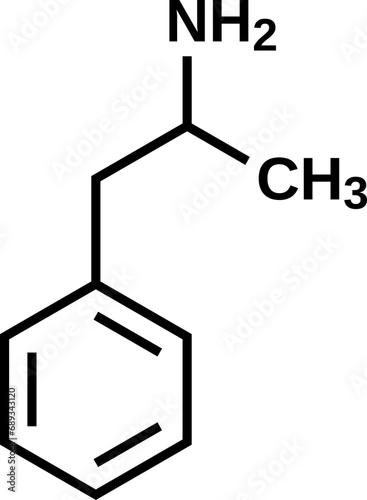 Amphetamine structural formula, vector illustration