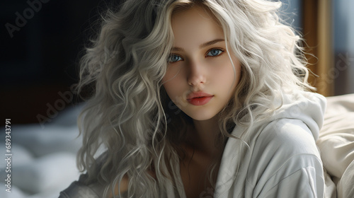 Young girl in white hair.
