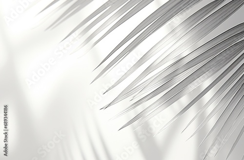 a white image of palms leaf shadows,