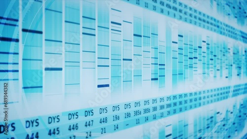 DNA Genomes Sequencing, Deoxyribonucleic Acid Genetic Map and Genome Sequence Analyze. Genomic Analysis Animation. 
 photo