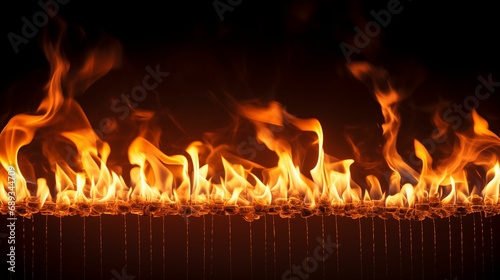 An image of a blazing fire on a dark background.