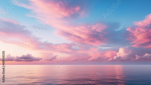 Beauty of pink clouds over the sea.