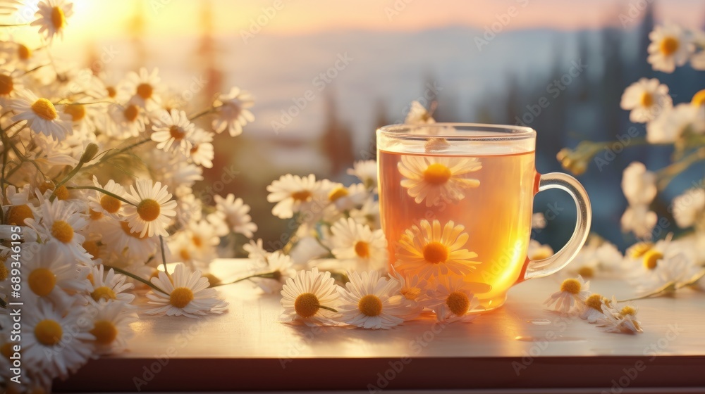 chai tea in the glass on wooden table chai tea in the glass on wooden table