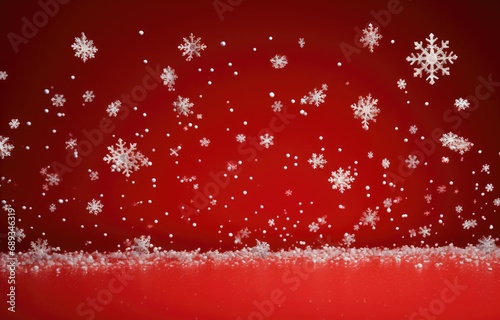 christmas holiday decoration snowflakes falling on red background,