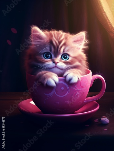 kitten in a cup, kitten, cutness photo