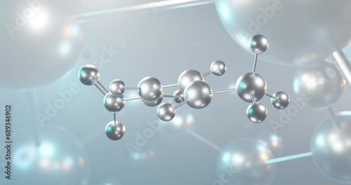 Potassium sorbate rotating 3d molecule, molecular structure of preservative e202, seamless video photo