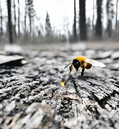 bee global warming nature burned fire