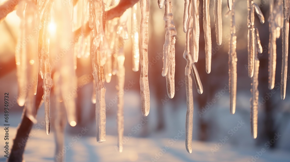 Image of icicles hanging gracefully in a winter landscape. Image of icicles hanging gracefully in a winter landscape.
