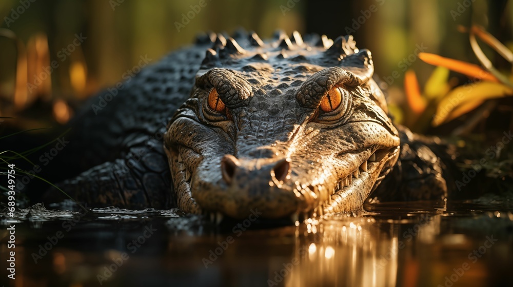 Image of majesty of an alligator in its natural habitat. Image of majesty of an alligator in its natural habitat.