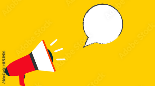 megaphone and bubble.notification idea,discount information.