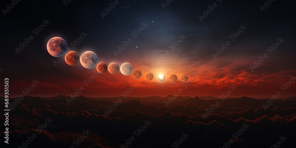 A Stroke of Luck Offers a Weekend Spectacle as Skywatchers May Witness a Partial Lunar Eclipse, an Enchanting Cosmic Occurrence in the Night Sky - obrazy, fototapety, plakaty 