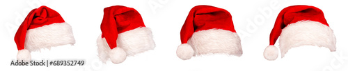 Red Santa Claus Christmas hat isolated cutout on transparent png 