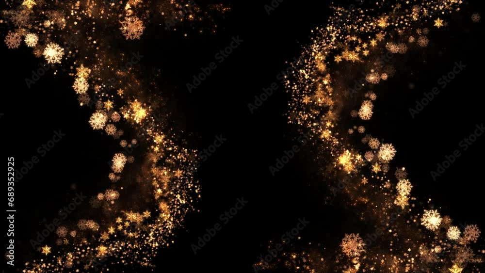 Golden snowflakes and particles animated on Transparent background ...
