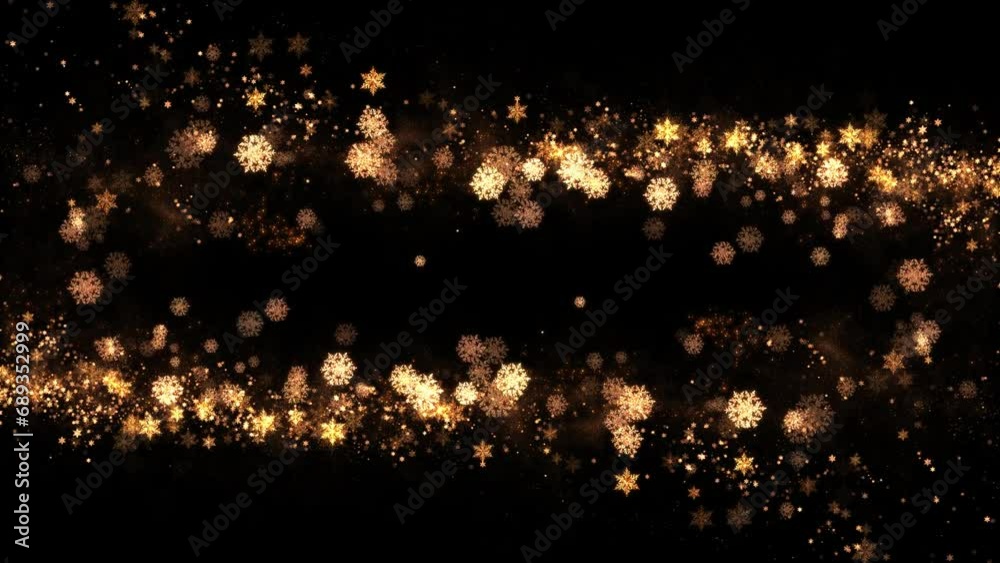 Golden snowflakes and particles animated on Transparent background ...