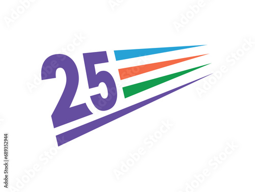 number 25 on white background. perspective 25 years number