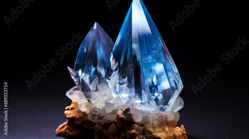 Crystals and Minerals. Blue Crystal closeup. Crystal Healing Gemstone Rock Mineral photo
