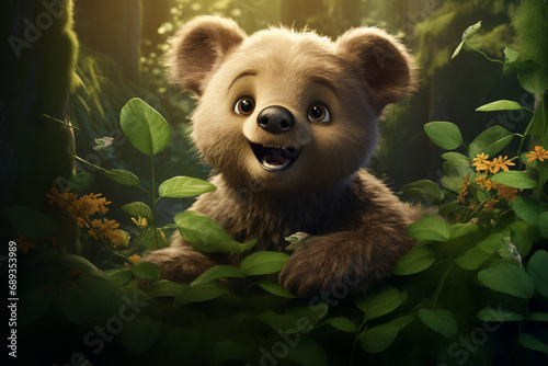 brown bear in the forest, bear in the forest, brown bear cub, 