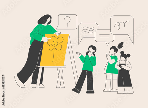 Language learning camp abstract concept vector illustration.