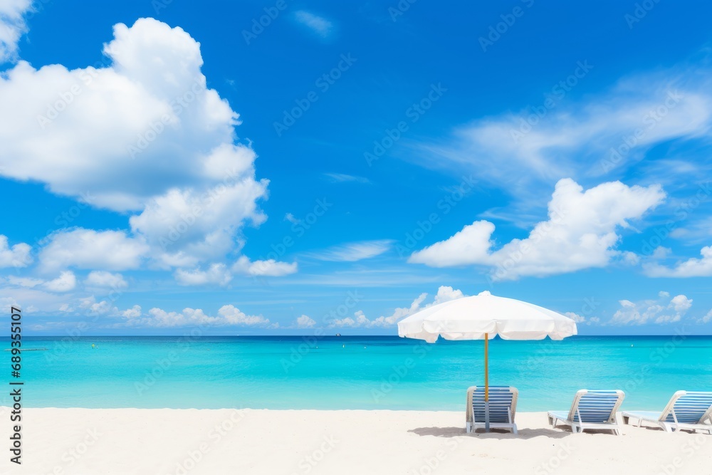 Idyllic beach with fine sand glistening in the warm and radiant glow of the summer sun