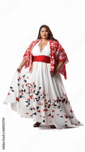 Confident Woman in Elegant Plus-Size Dress 