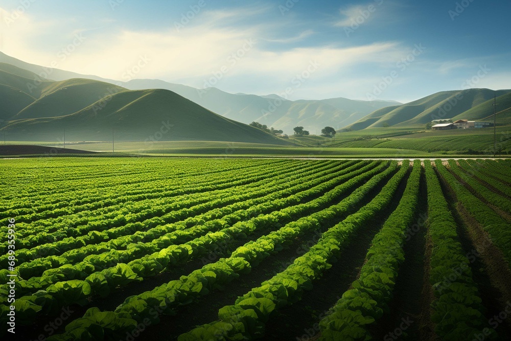 A green row lettuce field in the Salinas Valley