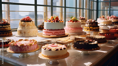 Various Assortment of Cakes on the Bakery Stand