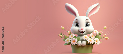 Cute Cartoon Easter Bunny i...