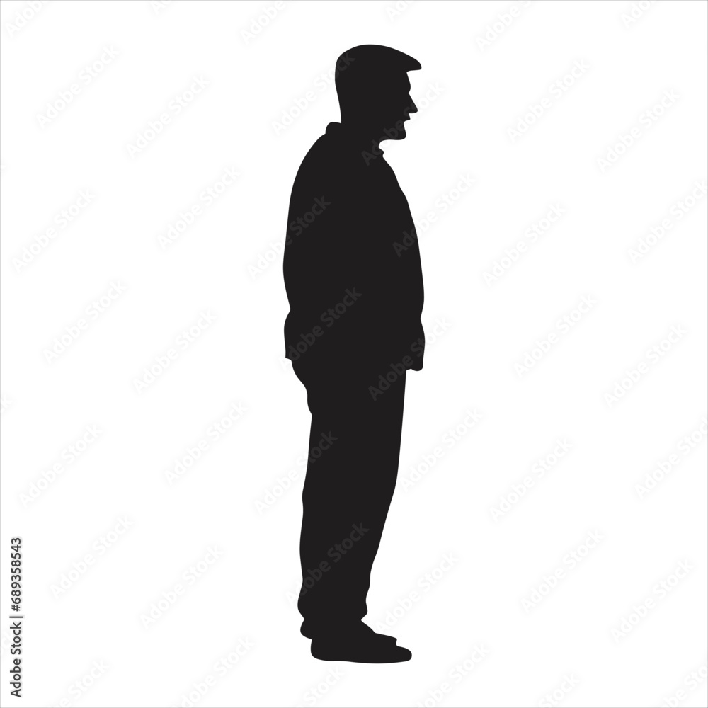 black silhouette of a person with thick outline side view isolated