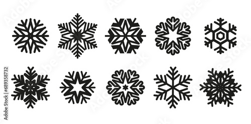 Large collection of snowflakes. X-mas decoration design elements. 