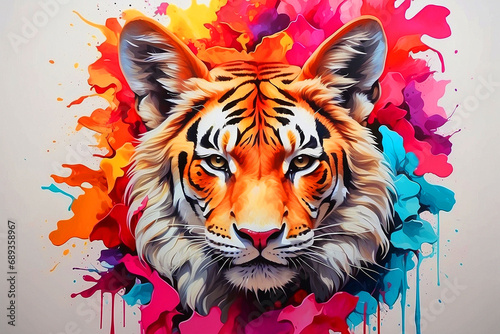 Ai genrated, Vibrant, bright and colorful animal portrait poster. photo