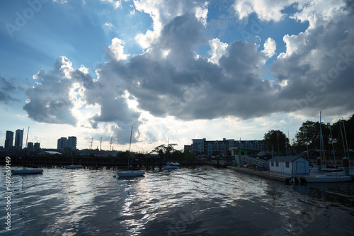 Wallpaper Mural sunset over the city of boston Torontodigital.ca