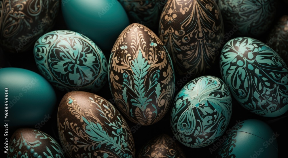 large group of green easter eggs with green decorations large group of green easter eggs with green decorations