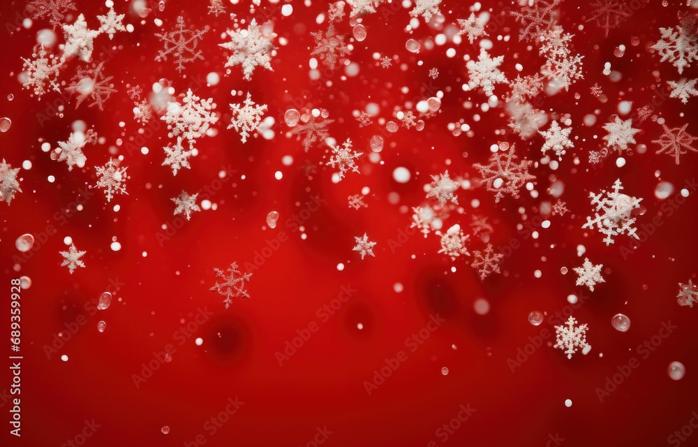 large snowflakes falling from a red background, large snowflakes falling from a red background,